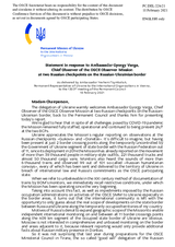 Statement by the Delegation of Ukraine in response to the report by the Chief Observer of the OSCE Observer Mission at two Russian checkpoints on the Russian-Ukrainian border, Ambassador György Varga