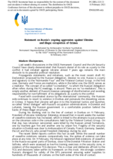 Statement by the Delegation of Ukraine on Russia’s ongoing aggression against Ukraine and illegal occupation of Crimea