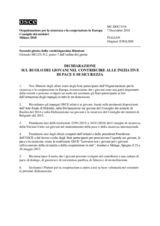 Dichiarazione sul ruolo dei giovani nel contribuire alle iniziative di pace e di sicurezza