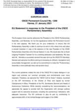 Statement by the Portuguese EU Presidency in response to the address by the President of the OSCE Parliamentary Assembly, H.E. Lord Peter Bowness