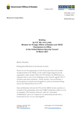 Briefing by OSCE Chairperson-in-Office and Sweden’s Minister for Foreign Affairs Ann Linde to the United Nations Security Council