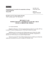 Decision No.4/20 - APPOINTMENT OF THE OSCE REPRESENTATIVE ON FREEDOM OF THE MEDIA