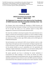 Statement by the Portuguese EU Presidency in response to the report by the Co-ordinator of OSCE Economic and Environmental Activities, Ambassador Vuk Žugić
