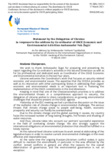 Statement by the Delegation of Ukraine in response to the report by the Co-ordinator of OSCE Economic and Environmental Activities, Ambassador Vuk Žugić