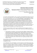 Statement by the Delegation of the United States of America on the International Women’s Day