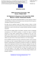 Statement by the Portuguese EU Presidency in response to the report by the Head of the OSCE Mission to Serbia, Ambassador Jan Braathu