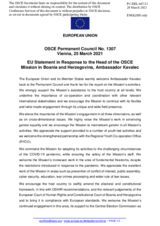 Statement by the Portuguese EU Presidency in response to the report by the Head of the OSCE Mission to Bosnia and Herzegovina, Ambassador Kathleen Kavalec