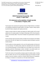 Statement by the Portuguese EU Presidency on the abolition of the death penalty in the state of Virginia, United States of America