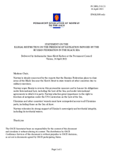 Statement by the Delegation of Norway on illegal restriction on the freedom of navigation imposed by the Russian Federation in the Black Sea