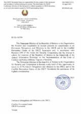 Response by the Delegation of Belarus to the Questionnaire on the Code of Conduct on Politico-Military Aspects of Security