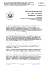 Statement by the Delegation of the United States of America on freedom of the media in the Russian Federation