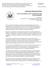 Statement by the Delegation of the United States of America on the referendum on the Constitution of the Kyrgyz Republic, held on 11 April 2021