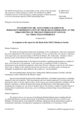 Statement by the Delegation of the Russian Federation in response to the report by the Head of the OSCE Mission to Serbia, Ambassador Jan Braathu