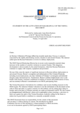 Statement by the Delegation of Norway on the activation of Paragraph 16.3 of the Vienna Document 2011 on Confidence- and Security-Building Measures