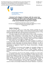 Statement by the Delegation of Ukraine on the recommendations made at the 81st special joint meeting of the PC and the FSC on 14 April 2021 for stabilizing the situation and halting activities of the Russian Federation that give rise to concern