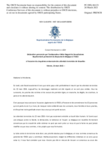 Déclaration prononcée par l'Ambassadeur Didier Nagant de Deuxchaisnes Représentant permanent du Royaume de Belgique à l'OSCE à l'occasion du cinquième anniversaire des attentats terroristes de Bruxelles