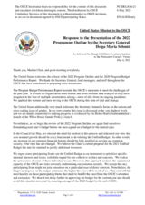 Statement by the Delegation of the United States of America in response to the presentation of the 2022 Programme Outline by the Secretary General, Ms. Helga Maria Schmid