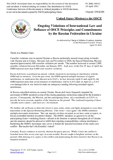 Statement by the Delegation of the United States of America on Russia’s ongoing aggression against Ukraine and illegal occupation of Crimea