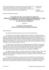 Statement by the Delegation of the Russian Federation in response to the report by the Head of the OSCE Programme Office in Dushanbe, Ambassador Valeriu Chiveri