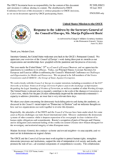 Statement by the Delegation of the United States of America in response to the address by the Secretary General of the Council of Europe, Ms. Marija Pejčinović Burić