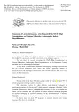Statement by the Delegation of Latvia in response to the report by the High Commissioner on National Minorities, Ambassador Kairat Abdrakhmanov