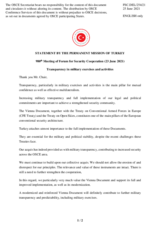 Statement by the Delegation of Turkey on transparency in military exercises and activities