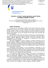 Statement by the Delegation of Ukraine on Russia’s ongoing aggression against Ukraine and illegal occupation of Crimea