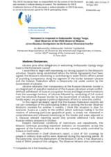 Statement by the Delegation of Ukraine in response to the report by the Chief Observer of the OSCE Observer Mission at two Russian checkpoints on the Russian-Ukrainian border, Ambassador György Varga
