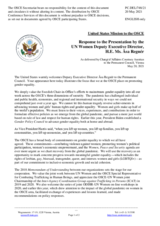 Statement by the Delegation of the United States of America in response to the presentation by the UN Women Deputy Executive Director, H.E. Ms. Åsa Regnér