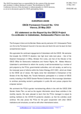 Statement by the Portuguese EU Presidency in response to the report by the Project Co-ordinator in Uzbekistan, Ambassador Pierre von Arx