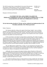 Statement by the Delegation of the Russian Federation on deteriorating situation in Ukraine and continued non-implementation by the Ukrainian authorities of the Minsk agreements
