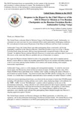 Statement by the Delegation of the United States of America in response to the report by the Chief Observer of the OSCE Observer Mission at two Russian checkpoints on the Russian-Ukrainian border, Ambassador György Varga