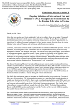 Statement by the Delegation of the United States of America on Russia’s ongoing aggression against Ukraine and illegal occupation of Crimea