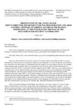 Presentation by Mr. A. Mazur, Deputy Director, Department for Non-Proliferation and Arms Control, Ministry of Foreign Affairs of the Russian Federation