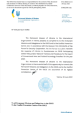Response by the Delegation of Ukraine to the Questionnaire on Participating States’ Policy and/or National Practices and Procedures for the Export of Conventional Arms and Related Technology
