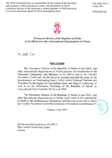 Information Exchange by the Delegation of Serbia on Conventional Arms Transfer