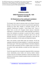 Statement by the Slovenian EU Presidency on the continued crackdown on civil society in the Russian Federation