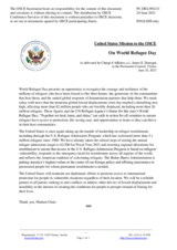 Statement by the Delegation of the United States of America on the World Refugee Day