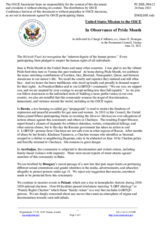 Statement by the Delegation of the United States of America on the observance of Pride Month 2021