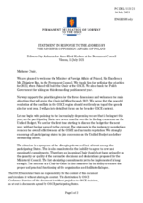 Statement by the Delegation of Norway in response to the address by the Minister of Foreign Affairs of Poland, H.E. Mr. Zbigniew Rau