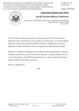 Statement by the Delegation of the United States of America on the 4th Ukraine Reform Conference, held in Vilnius and via video teleconference on 7 and 8 July 2021