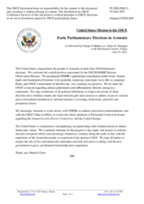 Statement by the Delegation of the United States of America on the early parliamentary elections in Armenia, held on 20 June 2021