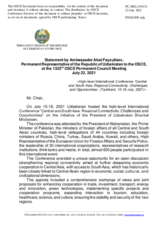 Statement by the Delegation of Uzbekistan on the high-level international conference "Central and South Asia: Regional Connectivity – Challenges and Opportunities", held in Tashkent on 15 and 16 July 2021