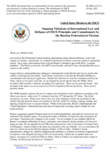 Statement by the Delegation of the United States of America on Russia’s ongoing aggression against Ukraine and illegal occupation of Crimea