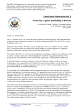 Statement by the Delegation of the United States of America on the World Day against Trafficking in Persons, observed on 30 July 2021