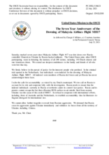 Statement by the Delegation of the United States of America on the 7th anniversary of the downing of Malaysia Airlines flight MH17 on 17 July 2014