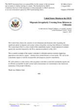 Statement by the Delegation of the United States of America on recent developments in Lithuania in the context of migration issues