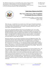 Statement by the Delegation of the United States of America on the one-year anniversary of the fraudulent presidential election in Belarus 