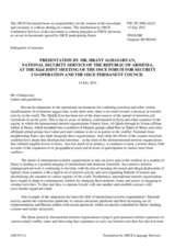 Presentation by Mr. H. Aghasaryan, National Security Service of the Republic of Armenia