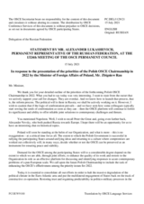 Statement by the Delegation of the Russian Federation in response to the address by the Minister of Foreign Affairs of Poland, H.E. Mr. Zbigniew Rau